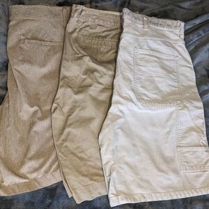 Men's Khaki Casual Shorts, Sz 38, 3 Pairs, Cherokee, Merona, 32 Degrees